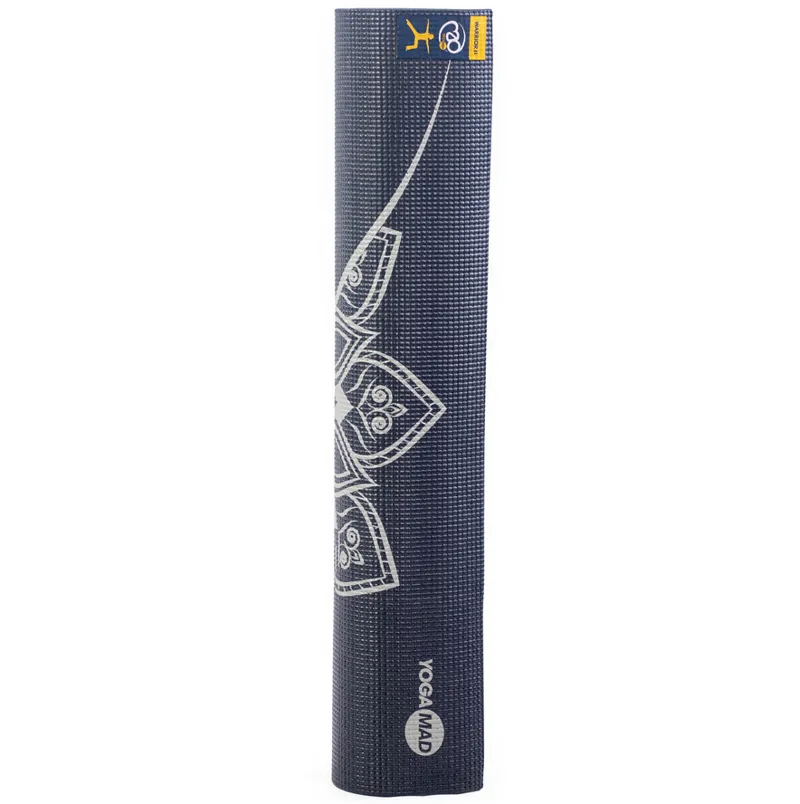 Fitness Mad Mandala Alignment Yoga Mat 4mm Graphite w/Light Grey Print-1